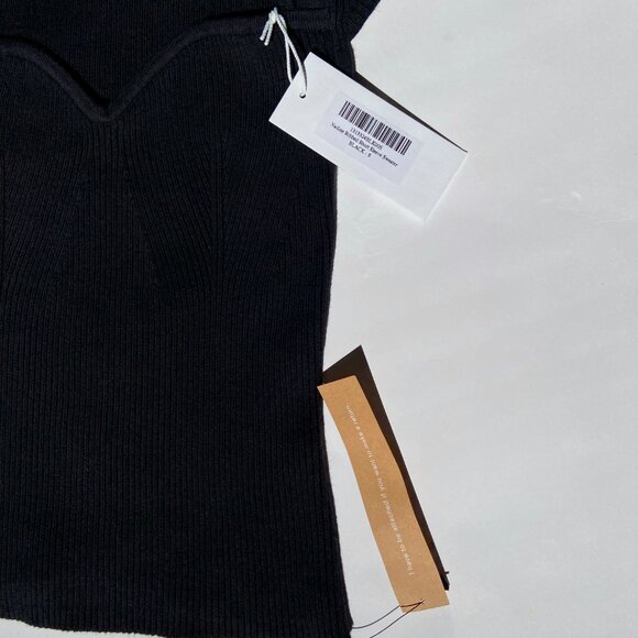 REFORMATION NADINE RIBBED KNIT FITTED SWEATER TOP SWEETHEART NECKLINE BLACK SMAL - Picture 4 of 8